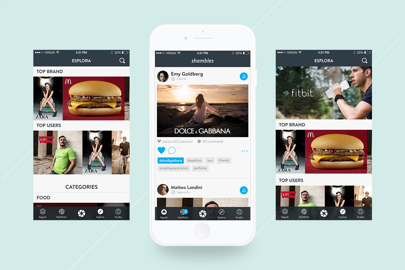 Progettazione User Interface Design Shambles App
