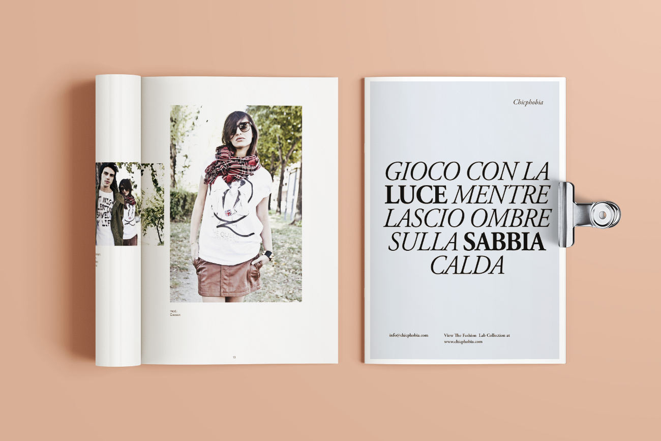 Progettazione grafica catalogo lookbook fashion chicphobia napoli