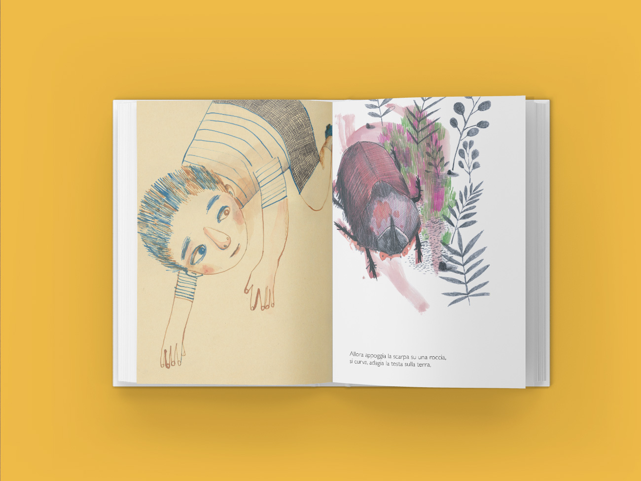 progettazione grafica-libro illustrazioni stefano e lo scarafaggio edizioni primavera editrice scarafaggio