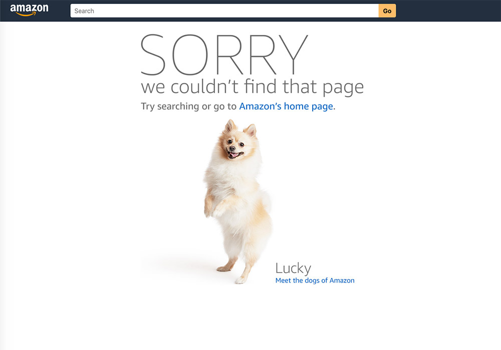 10 esempi di pagina errore 404 - amazon